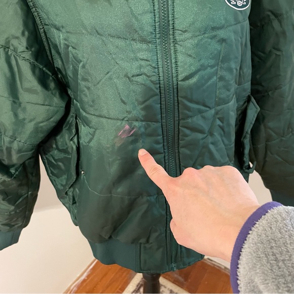 Vintage Reebok New York Jets NFL hooded puffy jacket fur trim - Picture 10 of 16